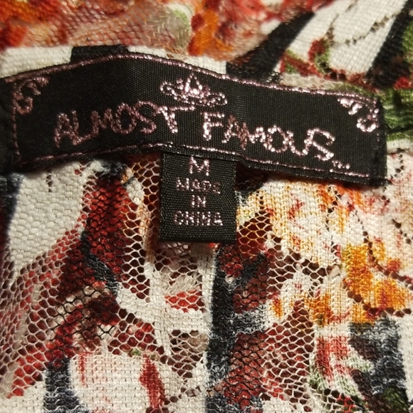 Almost Famous Multicolor Floral Black and White Striped Sheer Tank Top - Picture 7 of 8